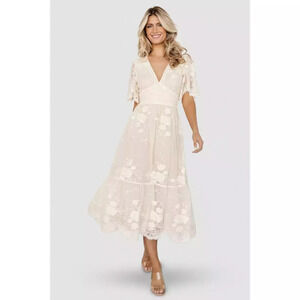 Baltic Born Clarisa Lace Midi Dress | Vintage Cream Size MM